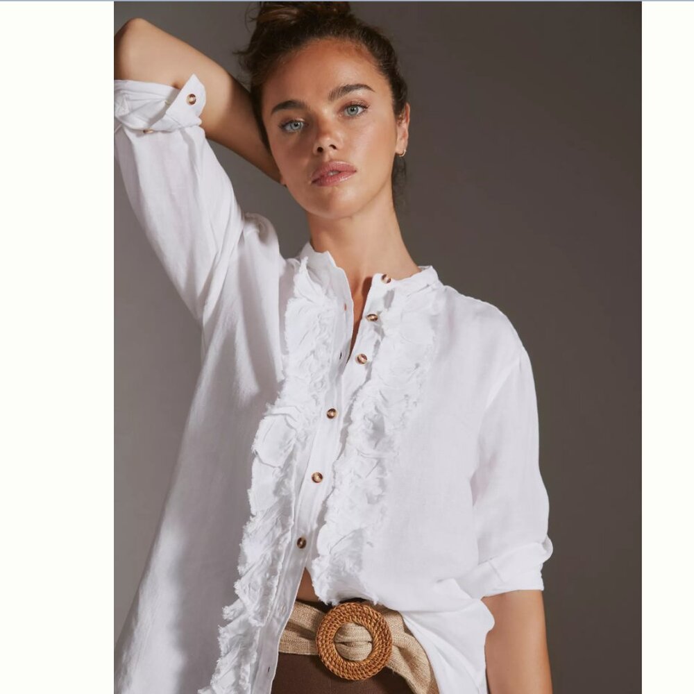 ANTHROPOLOGIE Pilcro Ruffled Placket Shirt Sz M - NWT!!